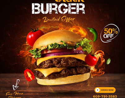 Burger Social Media Banner Design