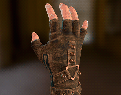 Steampunk glove. 3D realistic hand model