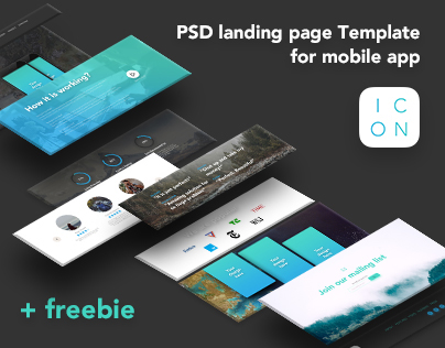 ICON - PSD landing page Template for mobile app