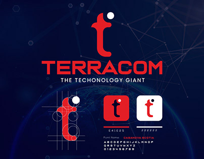 TERRACOM" Technology Grid logo Branding