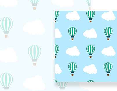 Seamless patterns with hot air balloons. Vector art.