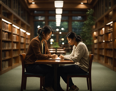 A Teacher and Student at the Library