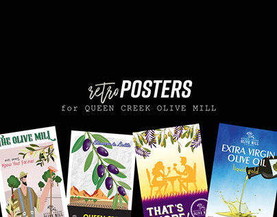 Retro Posters for Queen Creek Olive Mill