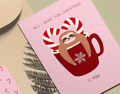 "Sloth" Greeting Cards - Christmas Edition