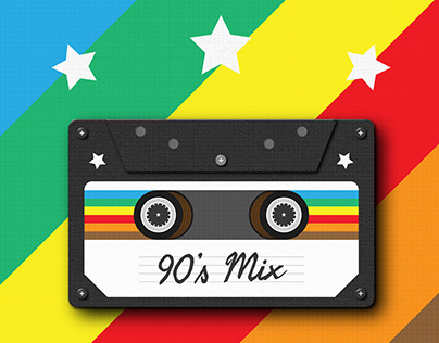 '90's Mix' Retro Cassette Tape | Vector Illustration