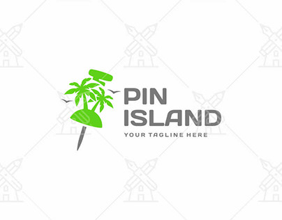 Pushpin island logo design (Purchase link)
