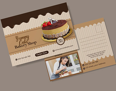 Postcard Design For Bakery Shop.