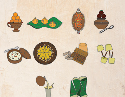 Icon set Design/ Indian Dessert