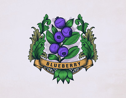 Blueberry Vintage Hand Drawn Logo Design