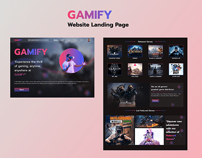 GAMIFY Website platform landing page & Prototyping