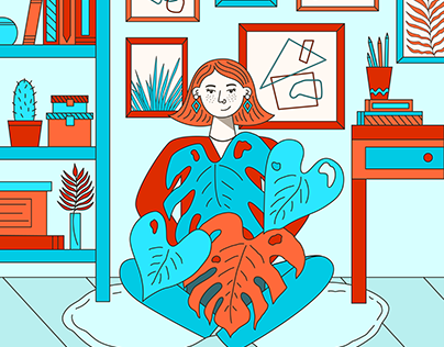A Girl With Monstera / Illustration