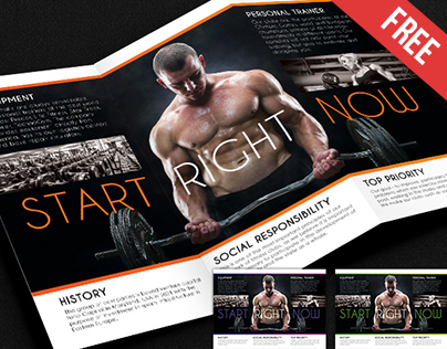 Fitness Tri-Fold Brochure Design V02 – Free PSD 