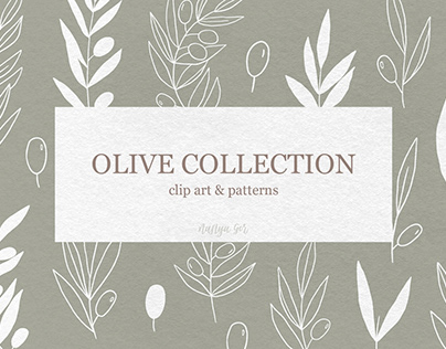 Olive leaves clipart & patterns