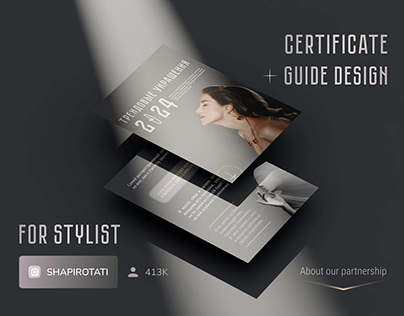 Certificate design + guide for famous stylist Tata