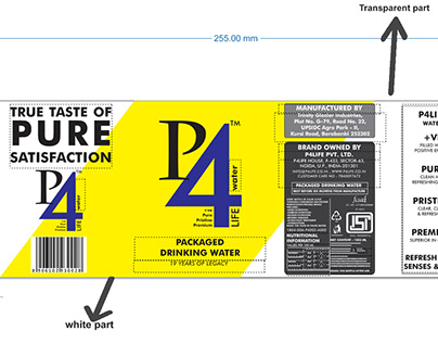 Mineral Water Bottle Label Design for p4life.pvt.ltd