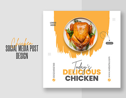 Delicious chicken social media post or banner design