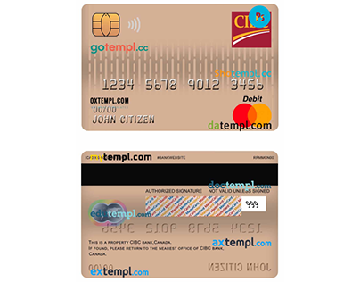 Canada CIBC Bank mastercard debit card