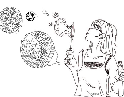 Girl with Soap bubbles #illustrator_art