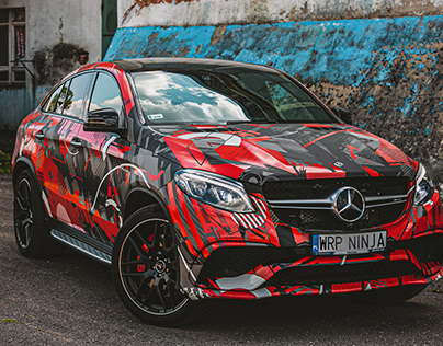 Stylized car wrapping design for a Mercedes GLE AMG.