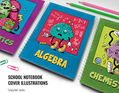 School notebook cover collection in flat style