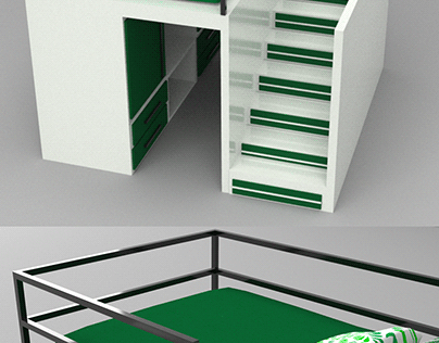 green themed loft bed