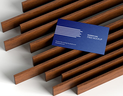 Free Business Card On Wooden Panels Mockup