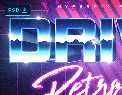 [Download PSD] 80s Retrowave Text Effect