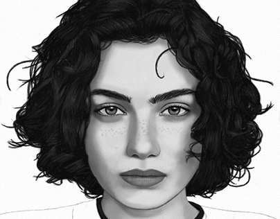 Model Portrait Drawing by Oz Galeano