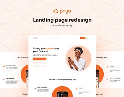 Project thumbnail - Paga landing page redesign