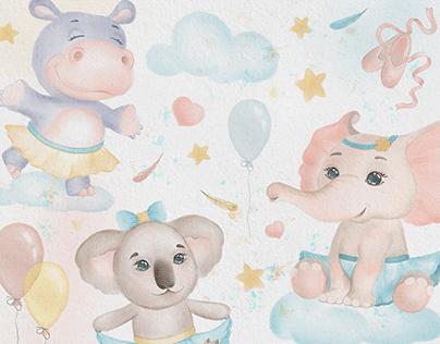 Project thumbnail - WATERCOLOR Seamless pattern for BABY Textile