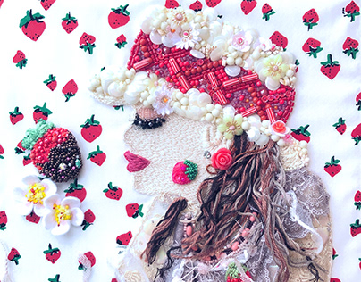 "I like strawberries！" Embroidery art