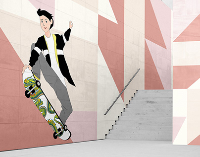 Boy with skateboard illustration