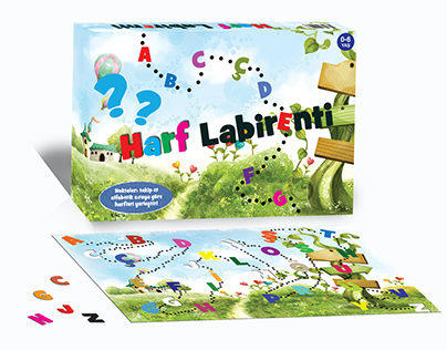 Harf Labirenti-kutu oyunu logo ambalaj tasarımı