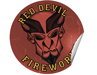Red Devil Fireworks Sticker Design