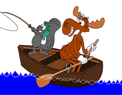 Rocky and Bullwinkle try to hook some fish!