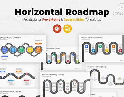 Horizontal Roadmap Concept PowerPoint Template Designs