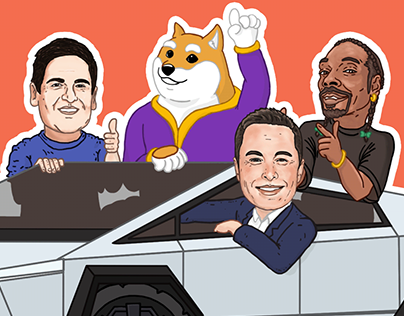 ELON AND DOGE COIN STICKERS