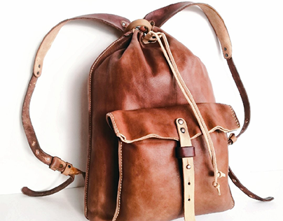 Backpack tanleather brown handmade Moscow