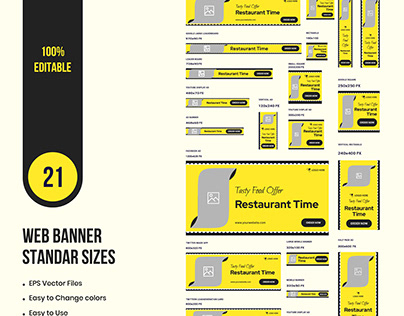 Restaurant web set banner template design