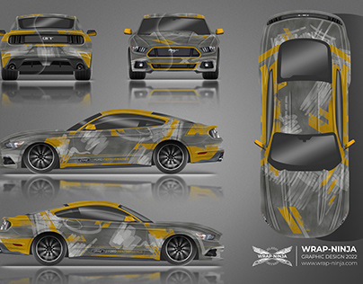 Stylized car wrapping design for a Ford Mustang.