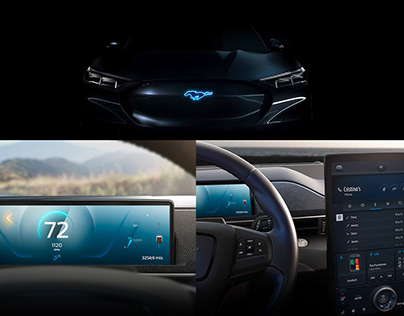 Ford Mach-e and Byton M-Byte car dashboard UI concepts