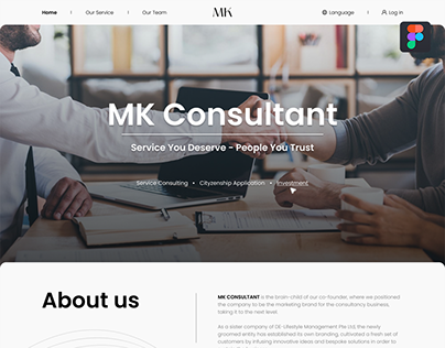 Consulting Landing Page "MK CONSULTANT" (Desktop)