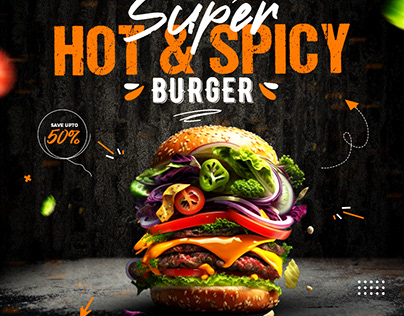 Social Media | Burger | Spicy burger design