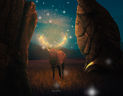 Radiant Path: A Deer's Illuminated Journey