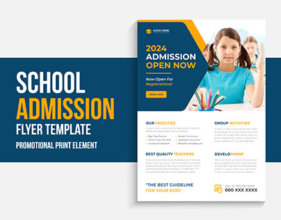 School admission creative modern flyer design