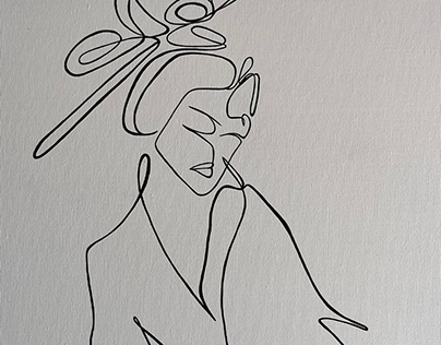 One line painting “Geisha”