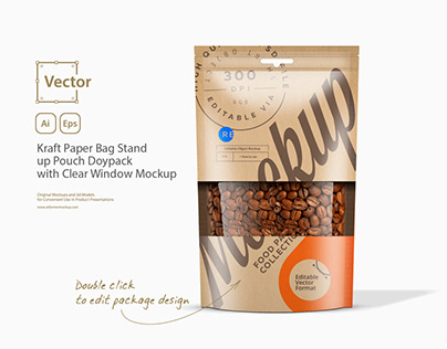 Kraft Paper Bag with Clear Window Mockup