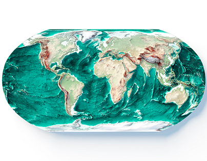 World map with bathymetric relief - freebie download