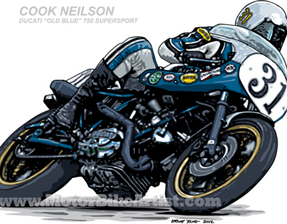 COOK NEILSON OLD BLUE DUCATI DAYTONA motorcycle art