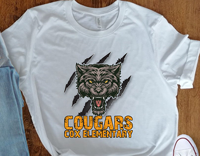 cougars cox elementary school t shirt design.